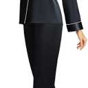 Womens Silk Satin Pajamas Set Sleepwear Loungewear Black 3XL