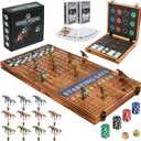 Horse Racing Board Game - 23"x12" - Derby Classic Horse Race Game with 11 Metal Horses - Foldable Wood Horse Game with Dice, Premium Chips & 2 Packs of Cards - Rustic Brown