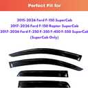 KPY Rain Guards Fit for 2015-2026 Ford F150 SuperCab, Out-Channel Window Visors Vent Deflectors 4PC, Truck Accessories for 2017-2026 F150 Raptor F250 F350 F450 F550 Super Duty SuperCab (Extended Cab)