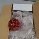 Thiccywoov 8 Pcs Glass Christmas Tree Ornaments 3.15 Inches Vintage Glass Ball Farmhouse Ball Hanging Ornaments Set for Christmas Tree Party Holiday Indoor Decor(Red,Gold)