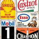 Vintage Metal Tin Signs Garage Signs, Man Cave Accessories Old Car Posters Motor Oil Antique Gas Oil Sign Tiki Bar Decor 8 x 12 Inch5pcs