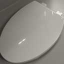 Elongated Toilet Seat, Quiet Slow Close, White Plastic, Comfortable Design