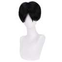 Natural Black Wigs for Mens Straight Black Wig Cosplay Wig Daily Halloween Costume Synthetic Wigs(Small Head)