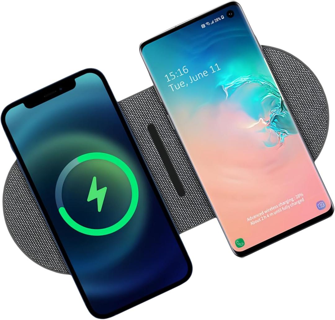 Dual 20W Wireless Charger for Multiple Devices, 40W Fast Wireless Charging Pad/Mat for Apple iPhone, AirPods, for Samsung Galaxy, Google Pixel