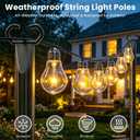 10Ft String Light Poles 6 Pack,Poles for Outdoor String Lights with Fork and Fence Clamp,Hanging Lights Metal Stand Post for Deck Patio Backyard Garden Decorations