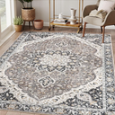 8 x10 Area Rugs for Living Room,Stain Resistant Washable Rug,Non-Slip Backing Rugs for Bedroom,Kitchen,Printed Vintage Home Decor Rug (Brown/Multi, 8'x10')