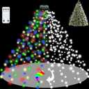 Multicolor/Cold White Christmas Tree Lights with Ring, 400 LEDs 7.5ft x 16 Lines Xmas Strings Light with Remote Control for 5-7.5ft Christmas Tree Decorations Indoor Outdoor