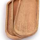 Samhita Mango Oval Wood Tray Set of 3 Perfect for Food Holder/BBQ, Serve Cheese, Sushi, Holiday Snacks, and More. (12" x 5" x 0.75")