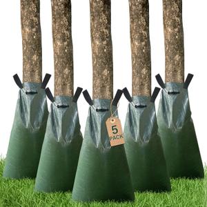 5 Pack Tree Watering Bags, 20 Gallon Slow Release Gator Bags for Trees, Durable PVC Tree Drip Irrigation Bags with Heavy Duty Zipper, Deep Root Targeting
