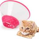 Andiker Pet Cone Recovery Dog Cone Adjustable Dog Collar Clear Padded Collar with Breathable Soft Edge Plastic Puppy Cone Protect the Neck Surgery Recovery Designed for Cats and Puppies (Small, Pink)