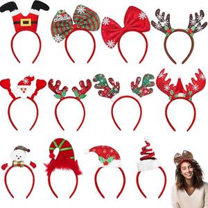 MNKXL 12PCS Christmas Headbands for Adults Bulk, Xmas Headwear Party Favors for Women, Santa Hat Headband