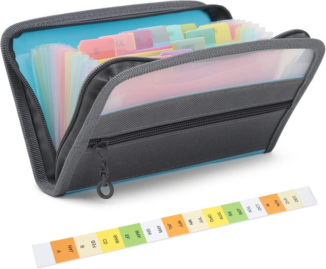 Small Accordion File Organizer, 13 Pocket A6 Size Receipt Coupon Holder Organizer, Portable Mini Expanding File Folder for Storage Cards, Bills, Receipts, Coupons, Cash - 8" x5.3 (Black)