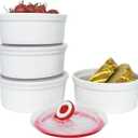 Ramekins 16 oz Oven Safe, Creme Brulee Ramekins with Lids, White Ceramic Souffle Dishes Ramekin, Mini Baking Bowls with Cover Set of 4, Ramekin Assorted Sizes - Dishwasher and Oven Safe
