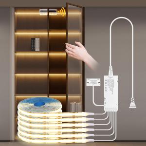 AIMENGTE Cabinet Light 12V 6-in-1 COB LED Strip Light with Dual-Door Sensor Switch, Adhesive Back & Cuttable  Under Cabinet Lighting for Wine Cabinets, Shoe Cabinets, Wardrobes, Display Cabinets