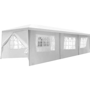 10'x30' White Outdoor Gazebo Canopy Tent Canopy Wedding Party Tent Waterproof Camping Gazebo BBQ Shelter Pavilion 8 Removable Walls -8