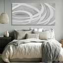 MLART99 Modern Gray and White Abstract Canvas Wall Art Minimalist Line Painting Neutral Textured Artwork for Living Room Bedroom Office Home Decor 24x48 Inch