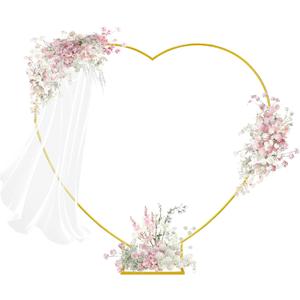 6.2FT Heart Arch Stand for Proposal Wedding Backdrop Stand Wedding Balloon Arch Stand Metal Heart Shaped Arch for Ceremony Valentine's Day Birthday Party Baby Shower Decorations (Golden)