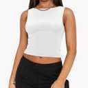 REORIA Women's Sexy Open Back High Neck Sleeveless Tank Top Y2k Trendy Backless Crop Tops XS