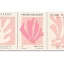 Julaydi Pink Matisse Wall Art Posters Set of 3 Abstract leaf Canvas Prints Minimalist Henri Matisse Painting Modern Pastel Aesthetic Decor Pictures for Living Room Bedroom Bathroom 16x12in Unframed