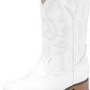 Girls Cowgirl Boots Unisex-Child Mid Calf Glitter Toddler Cowboy Boot Little Big Kids Western Riding Shoes (Pure White), Size: 9 Toddler