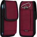 ykooe Cell Phone Pouch Nylon Belt Holster Case Compatible with iPhone 17 16 15 14 13 12 11 & Pro Models, Samsung Galaxy S20 S21 S22 S23 S24 S25, RedL