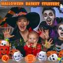 Halloween Boo Basket Goodie Bag Stuffers Fillers for Kids,8 Pack Light Up Spinning Tops Toys Gifts for Toddlers,Halloween Non Candy Trick or Treats Party Favors,Birthday Classroom Prizes for Boys Girl