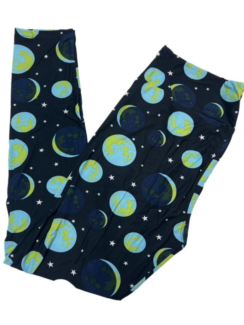 Size 12-18 TC, LuLaRoe Leggings Earth Moon On Black Fits