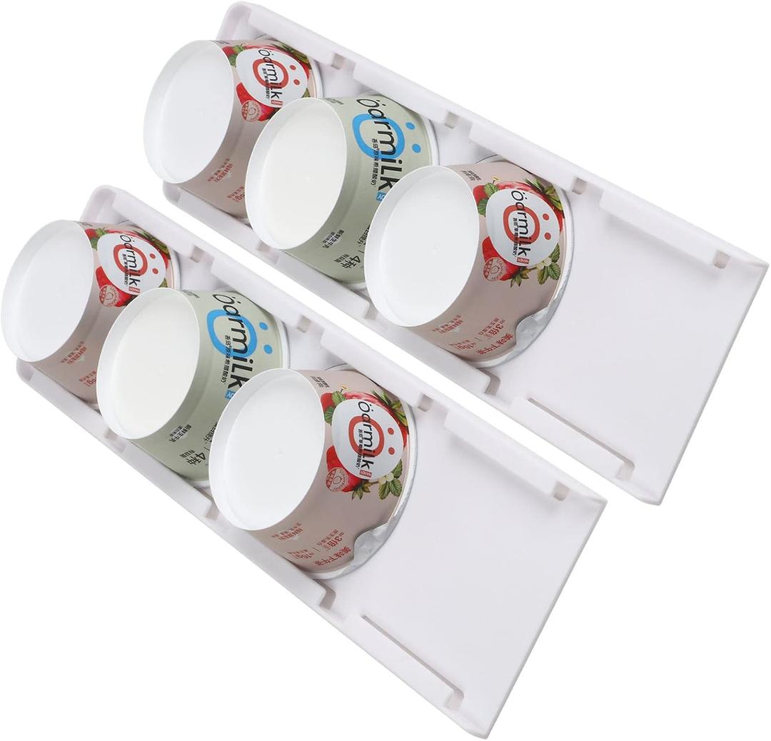 Yogurt Organizer for Fridge, Yogurt Holder for Refrigerator Greek and Vegan Yogurt Organizer Slider Yogurt Organizer Sliding Yogurt Holder w/Adhesive Tapes for 4 Yogurts of 3.75 inch, 2 Pack
