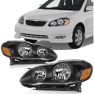 SCITOO Headlight Assembly Fit for Toyota Corolla 2003-2008 Pair Headlamps OE:8111002190