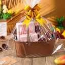 Wonderjune Empty Gifts Baskets with Mother's Day Leather Gift Bags Ribbons Greeting Cards Empty Baskets with Handles for Mother's Day Lover Birthday Shower Favor Wrapping Gift(Brown,Large)