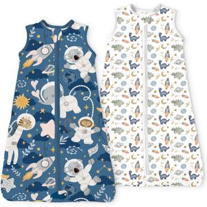 Toddler Sleep Sacks 2T-3T-4T, 0.5 TOG Light Summer Wearable Blankets, Extra Long XL Sleeping Bags, 2 Pack (2T-4T)