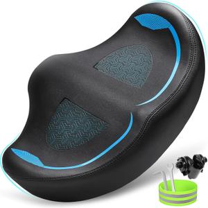 CDYWD Noseless Oversized Bike Seat for Men Women Comfort, Extra Wide Padded Bicycle Seat Cushion, Large Comfortable Bike Saddle for Peloton, Stationary Exercise Bike, Beach Cruiser, City Bike, Ebike