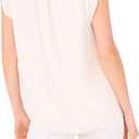 Vince Camuto Women's Sleeveless V-Neck Ruffle Sleeve Blouse (Beige, S)