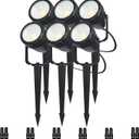 Low Voltage Safety Landscape Lights Outdoor: 7W 840LM LED Landscape Lighting with Connectors & Transformer for Tree Garden Yard Pathway | 24V Warm Yellow 3000K Spotlights | IP65 Waterproof | 6 Pack