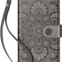 Wallet Case for iPhone 15 Pro,[RFID Blocking] 3 Card Holder with Credit Card Slot Magnetic Protective Leather Flip Cover for iPhone 15 Pro (Dark Gray)