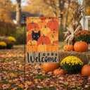 Fall Pumpkin Welcome Garden Flag 12x18 Inch Black Cat Double Sided Autumn Decor Thanksgiving Holiday Yard Flags Outdoor Decorations