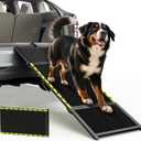 67''L & 20''W Dog Ramp for Car - Portable Extra Wide Pet Ramp for Medium & Large Dogs with Non-Slip Rug Surface, Dog Steps Stair for Car SUV/Truck/RV/High Bed, Up to 200LBS, Black