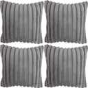 4 Pack 18x18 Pillow Cover Velvet Pillow Covers, Faux Fur Square Throw Pillow Covers for Living Room Decorations Throw Pillow Case, Throw Pillow Cover Cushion Cover for Home Sofa Bedroom Car, Grey