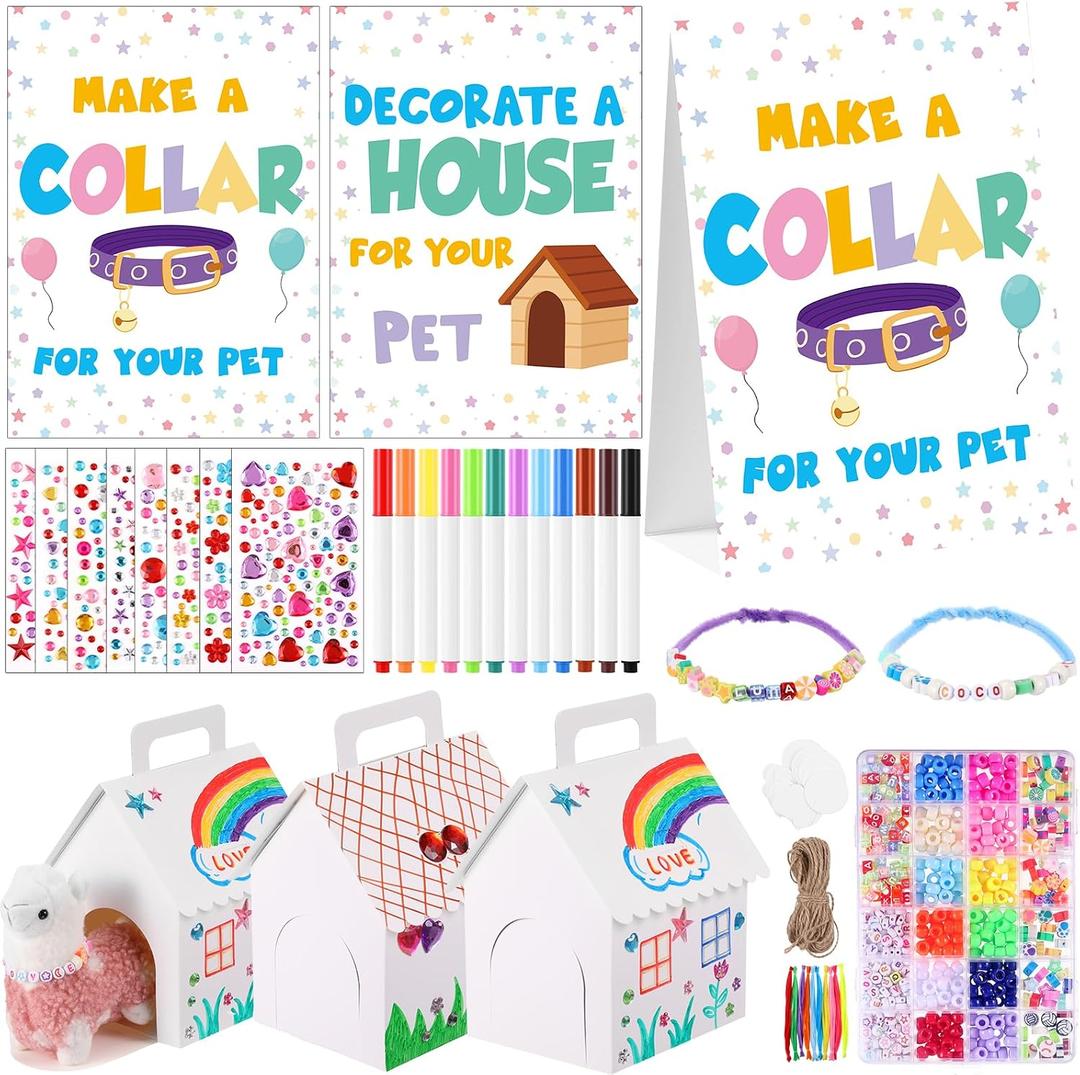 Aoriher 181 Pcs Adopt a Puppy Include 18 White Dog House Boxes with Holes Adoption Sign Make a Collar for Your Pet Decorate a House for Your Pet and More for Dog Party Supplies