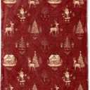 Ainori Christmas Decorative Throw Blanket Santa with Reindeer and Red Vintage Print Decoration, Soft Flannel Winter Blankets for Couch Bed Sofa, Holiday Home Decor, Xmas Festival Gifts 50x60 Inch