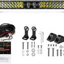 Auxbeam 32 Inch LED Bar 270W 33000LM 5D Pro Lens Off Road Driving Spot Flood Combo Fog Work Light With 10FT Wiring Harness Kit (Professional Grade Outdoor Lighting Source P8 LED)