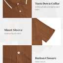 LETSEE Linen Shirts for Men Short Sleeve Blouse Button Down Dress Untuckit Shirts Beach Summer Wedding Hawaiian Outfit (Brown, M)