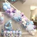 Winter Snowflake Balloons Arch Garland Kit, 115Pcs Winter Wonderland Balloon, Blue Purple Silver Clear Snowflake Foil Balloon for Christmas Xmas Ice Snow Princess Theme Baby Shower Birthday Decoration