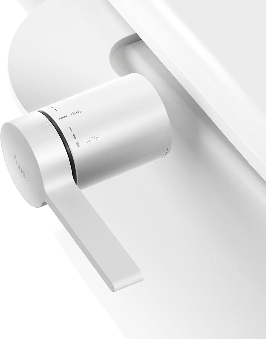 INUS Dual Nozzle Bidet Attachment for Existing Toilets Seat,Slim Non-Electric Bidet Toilet Seat Attachment with Easy-to-Hold Design Control-White Color