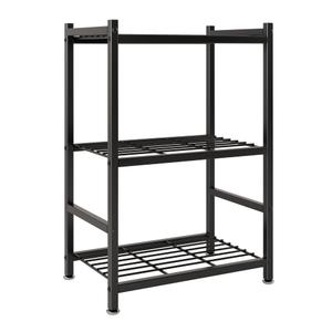 Tujurich Small Storage Shelves, 3-Tier Metal Shelving Unit with Leveling Feet, Compact Shelf Organizer for Garage, Kitchen, Pantry and Closet Organization, 17.7" x 11.8" x 29.9",Black