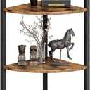 6 Tier Corner Shelf 63.1" Tall Corner Shelves stand Ladder shelf metal Standing Bookshelf Organizer Display Rack Bookcase Plant Stand Industrial style for Living Room Bedroom rustic Brown CS-001RB