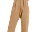 TARSE Women's Sleeveless Jumpsuits V Neck Harem Overalls Causal Adjustable Straps Stretchy Comfy Romper with Pockets 2025 (Brown, M)
