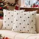 SLADPOEM Christmas Tree Pillow Covers 18x18, Set of 2 Christmas Decoration Cream Soft Plush Faux Fur Wool Throw Pillows, Winter Tree Pillowcases for Holiday Home Sofa Couch Bed Porch (Cream)
