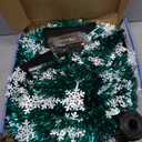 6 FT Pop Up Christmas Tree with 100 LED Timer Lights & Remote, Green Collapsible Christmas Tinsel Tree Artificial Pencil Tree Xmas Decoration for Holiday Home Office Party, USB Powered (Peacock Green - Snowflakes)