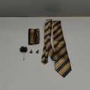 GUSLESON 3.15"（8cm） Striped Tie for Men With Lapel Pin Necktie Hankerchief Cufflinks Set